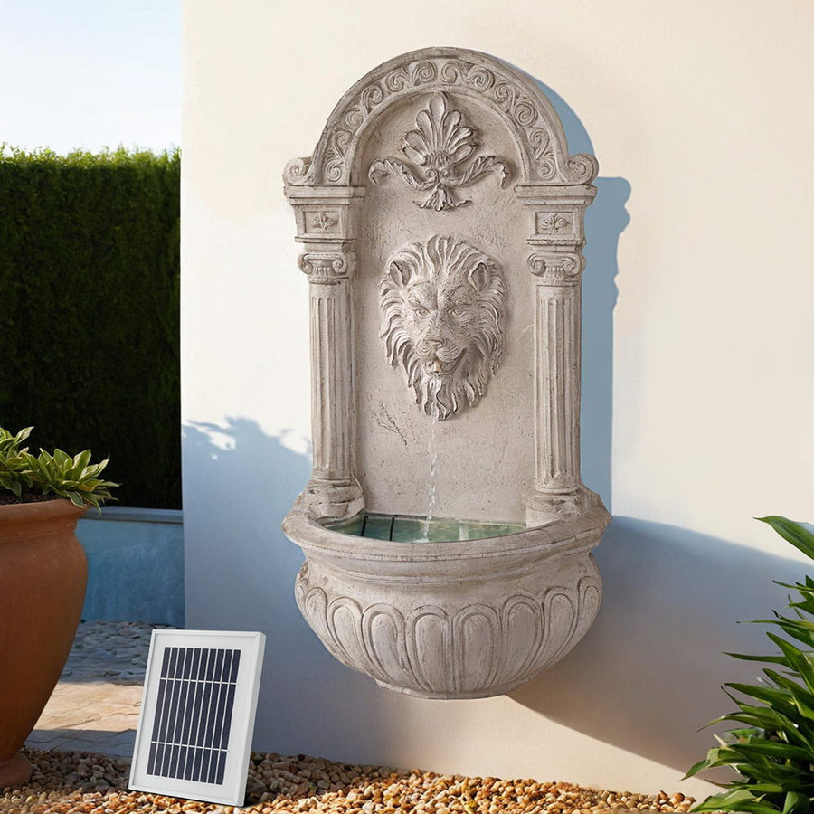Gardeon Solar Fountain Water Feature Wall Mount Garden Fountains 77CM Beige - Homecoze