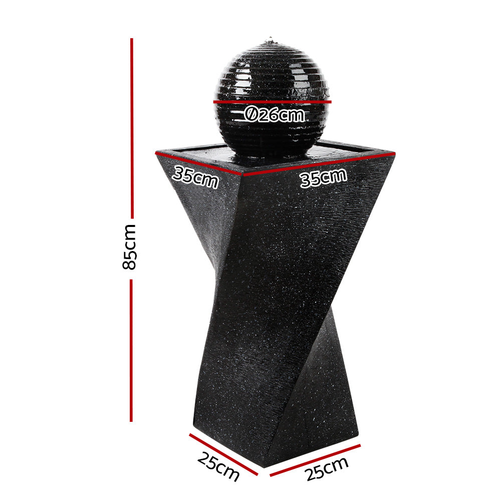 Solar Powered Water Fountain Twist Design with Lights - Homecoze