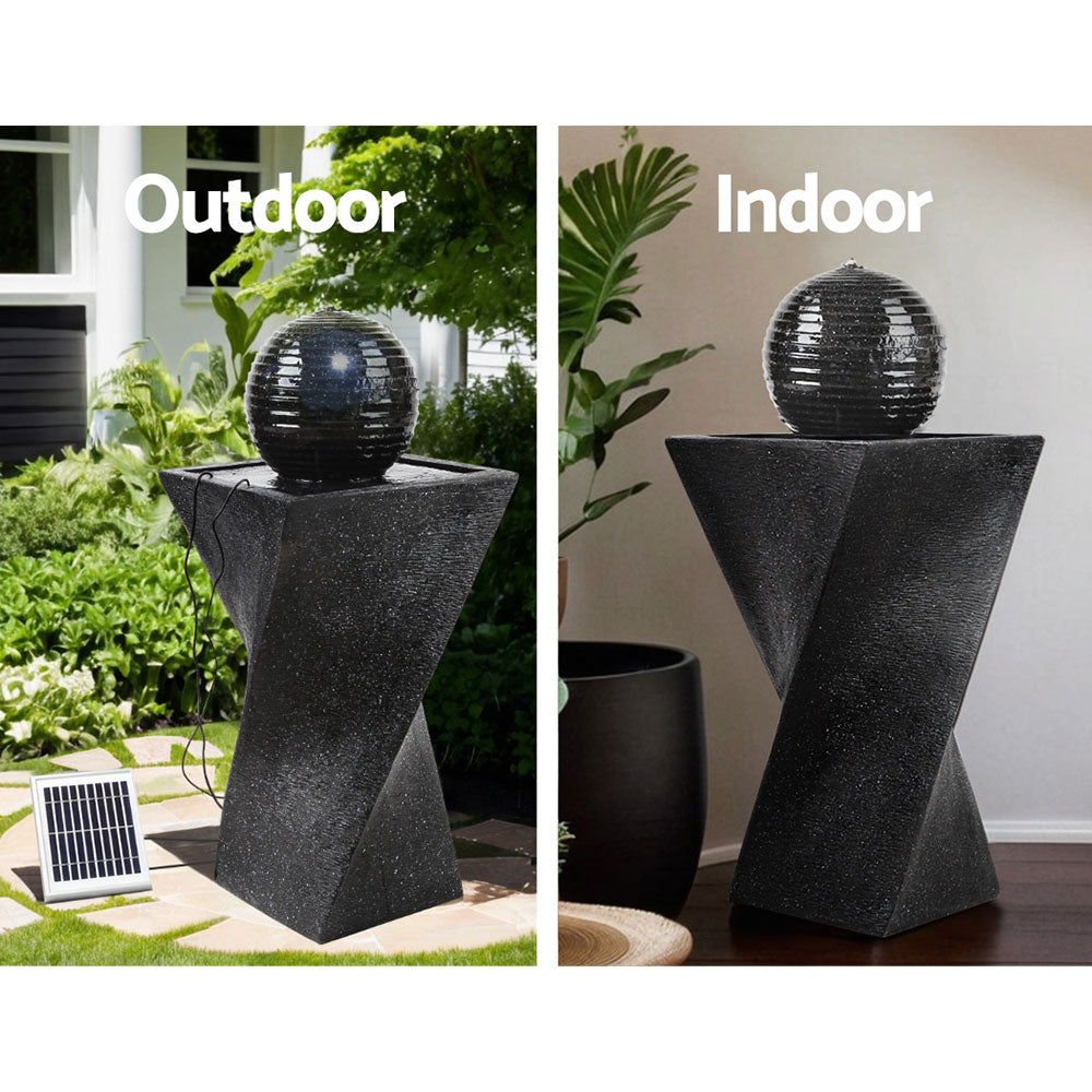 Solar Powered Water Fountain Twist Design with Lights - Homecoze