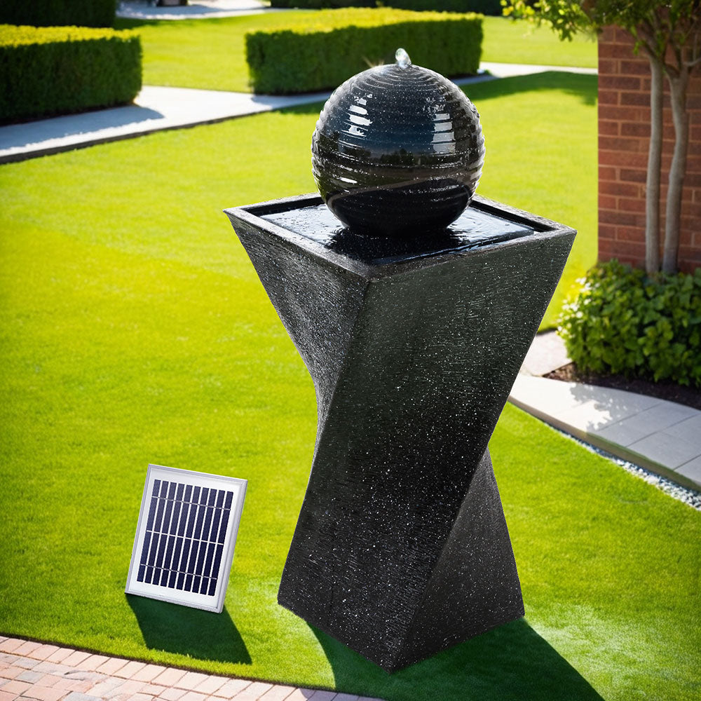 Solar Powered Water Fountain Twist Design with Lights - Homecoze
