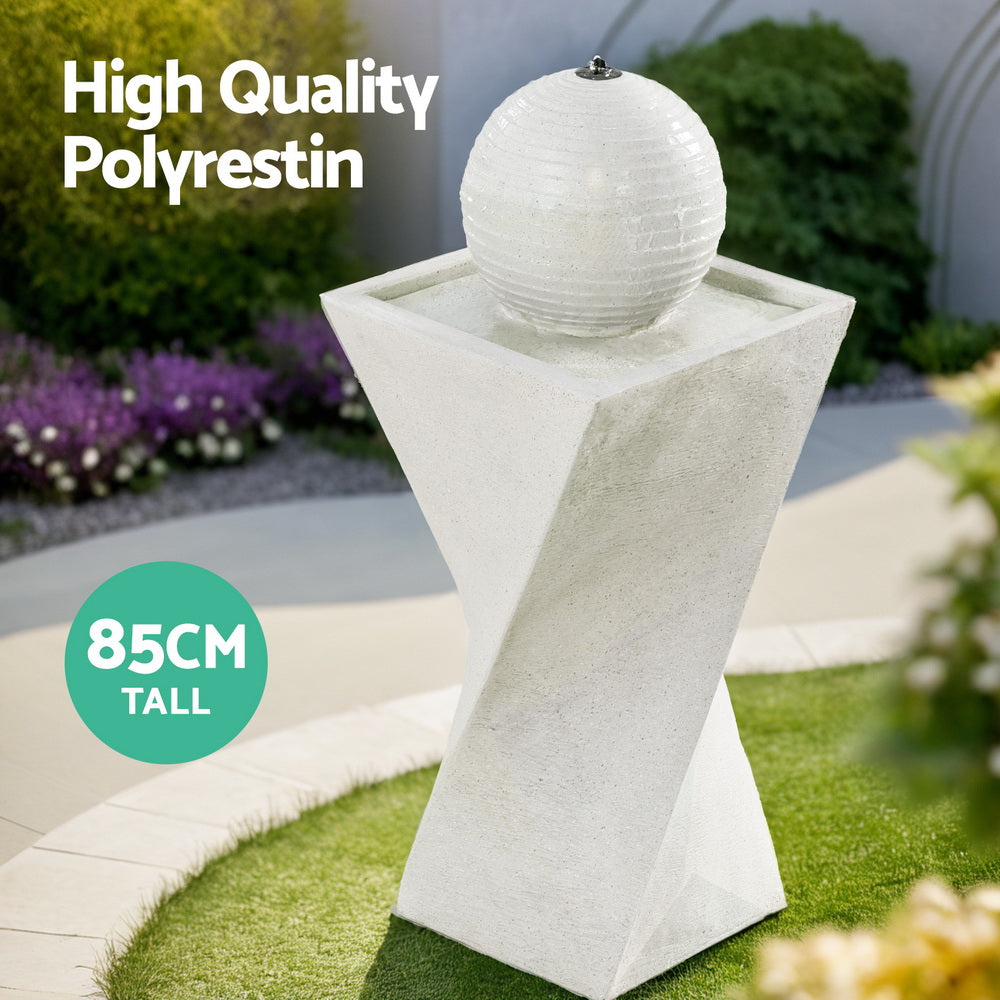 Gardeon Solar Fountain Water Feature Bird Bath Outdoor Garden LED Lights Ball 85CM - Homecoze
