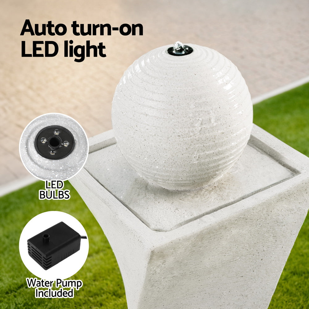 Gardeon Solar Fountain Water Feature Bird Bath Outdoor Garden LED Lights Ball 85CM - Homecoze