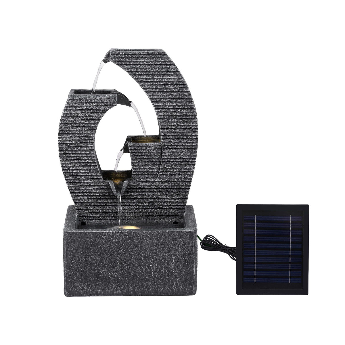 Renzo (50cm) 5-Tier Solar Water Fountain – Black - Homecoze