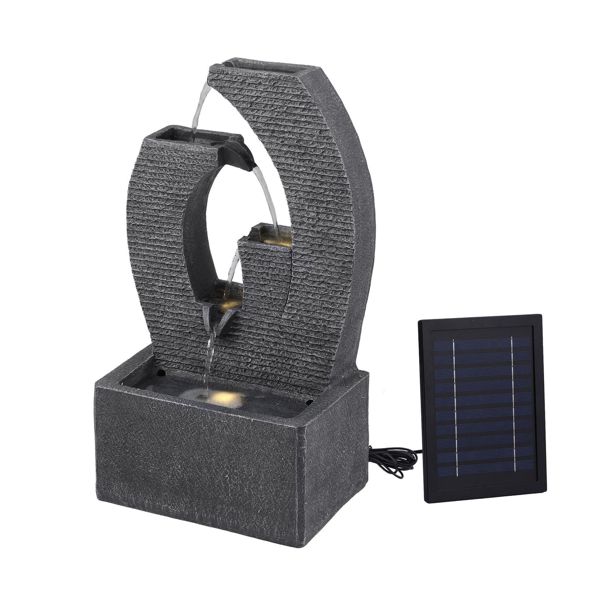 Renzo (50cm) 5-Tier Solar Water Fountain – Black - Homecoze