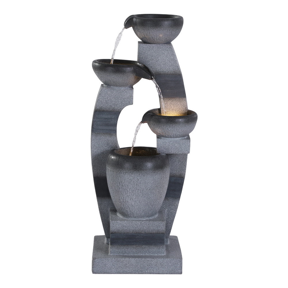 3-Tier Cascading Bowl Solar Water Fountain - Grey - Homecoze