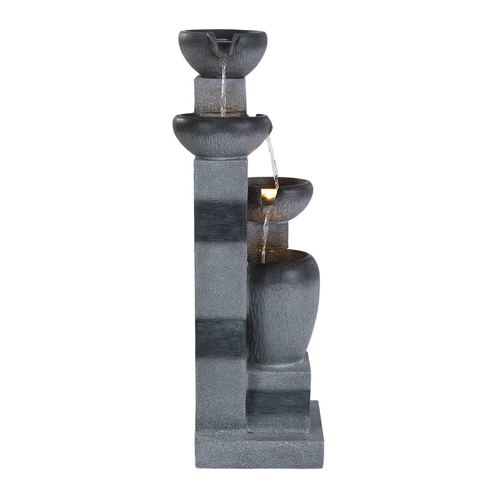 3-Tier Cascading Bowl Solar Water Fountain - Grey - Homecoze