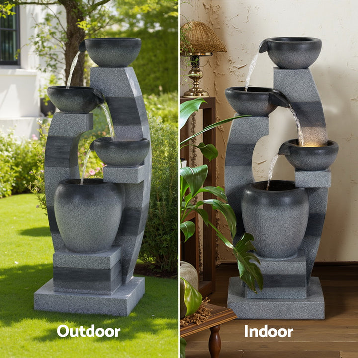 3-Tier Cascading Bowl Solar Water Fountain - Grey - Homecoze