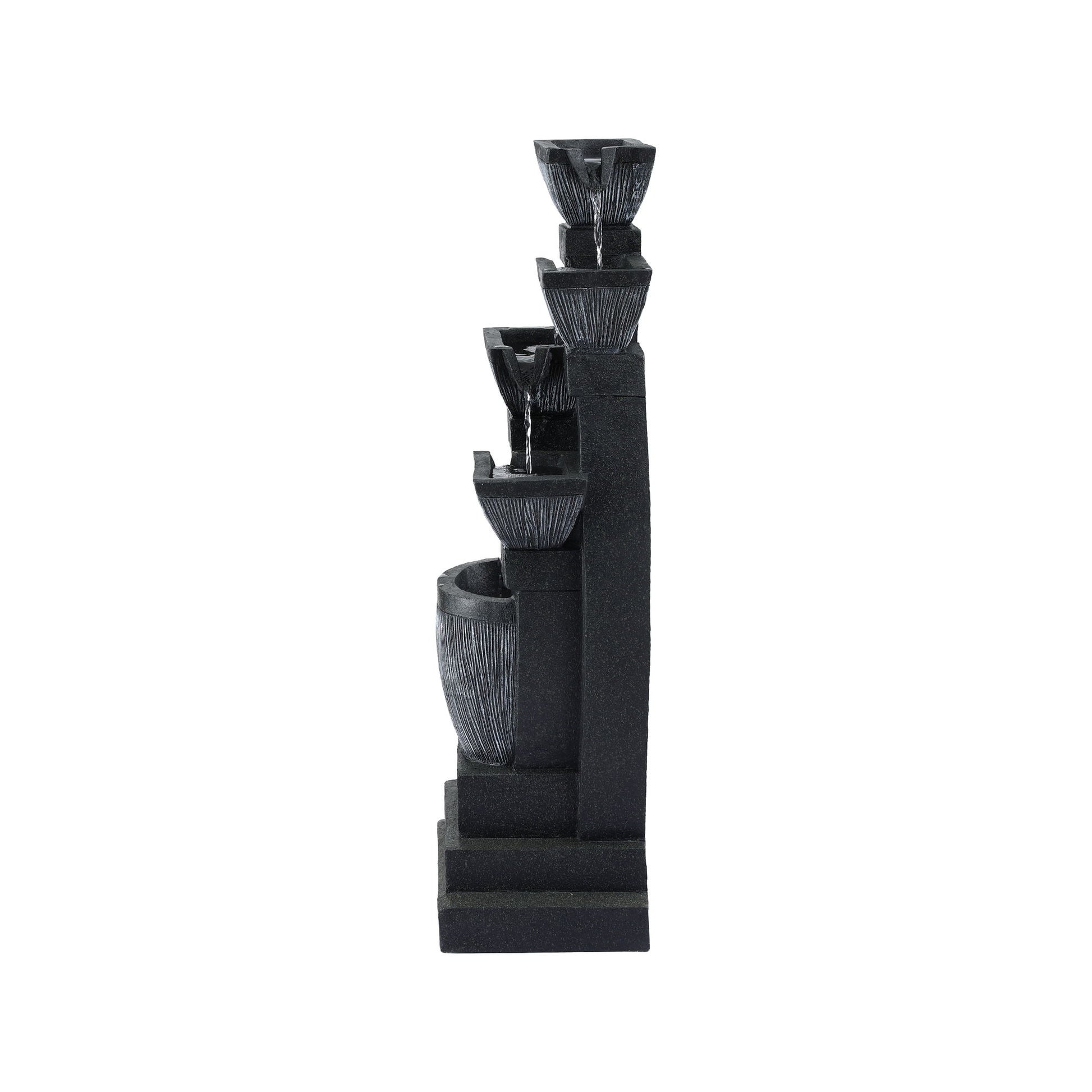 Gardeon Solar Fountain Water Feature Outdoor Fountain Indoor 5-Tier Bowl Cascading Grey - Homecoze