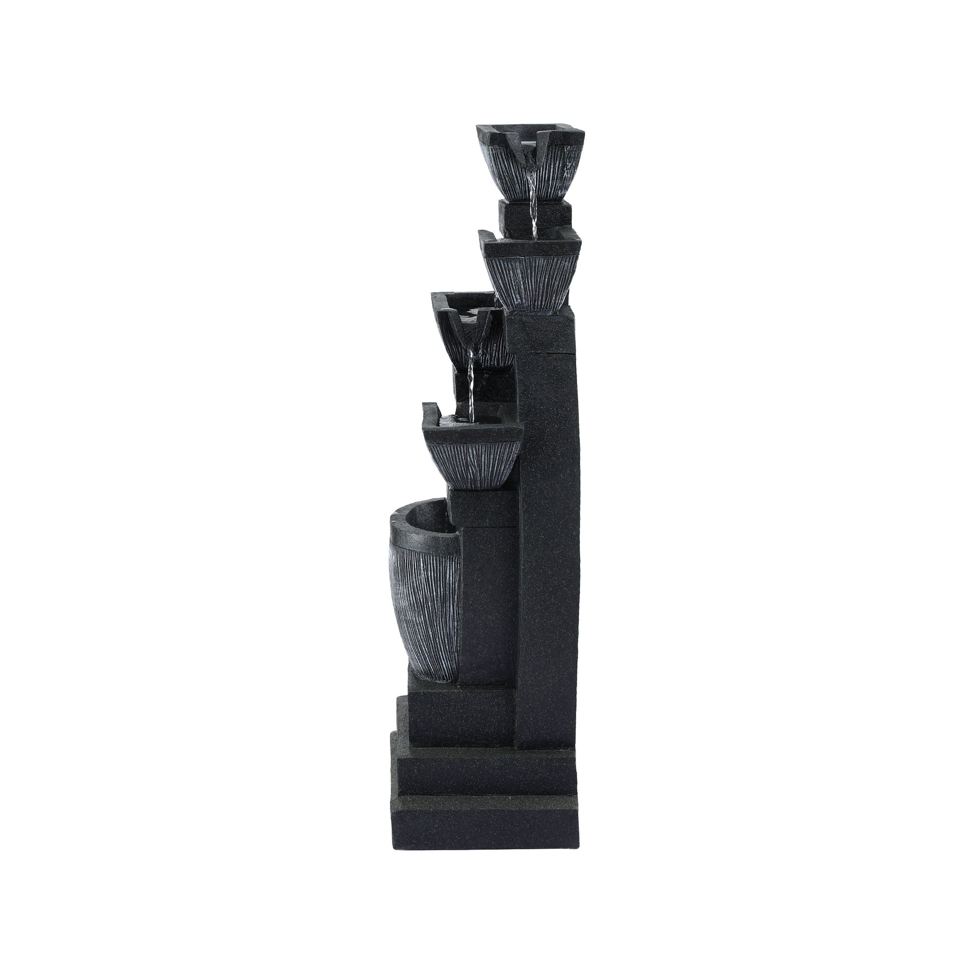 Gardeon Solar Fountain Water Feature Outdoor Fountain Indoor 5-Tier Bowl Cascading Grey - Homecoze