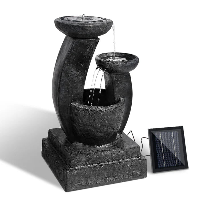 Otis (70cm) 3-Tier Solar Water Fountain - Black - Homecoze
