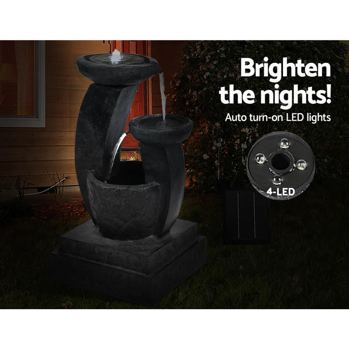 Otis (70cm) 3-Tier Solar Water Fountain - Black - Homecoze