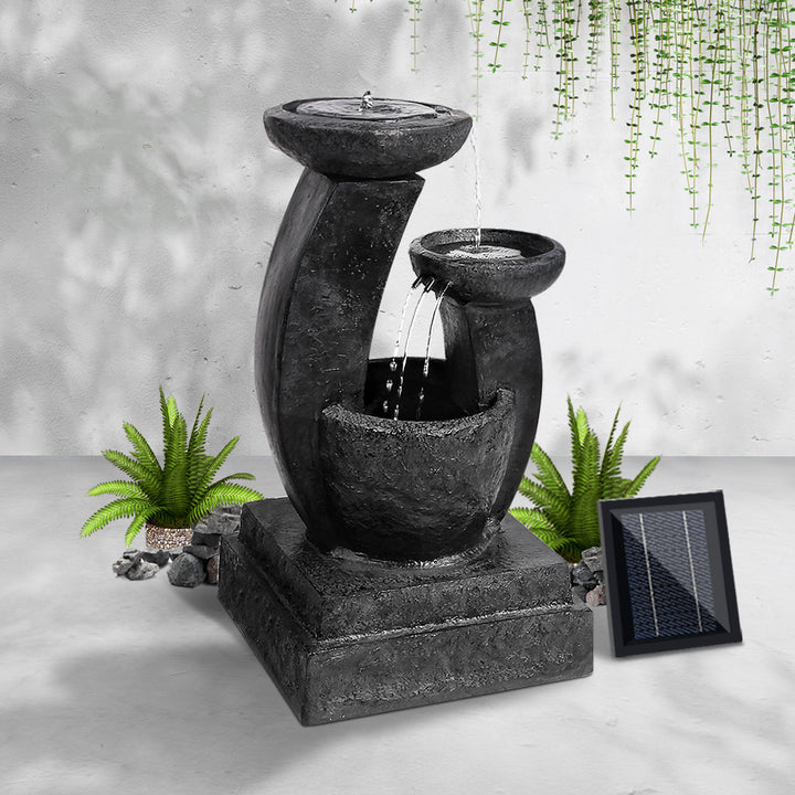 3 Tier Solar Powered Water Fountain with LED Light Homecoze