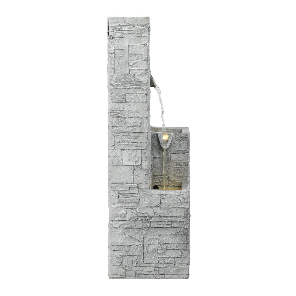 4-Tier Square Cascading Solar Water Fountain - Beige - Homecoze
