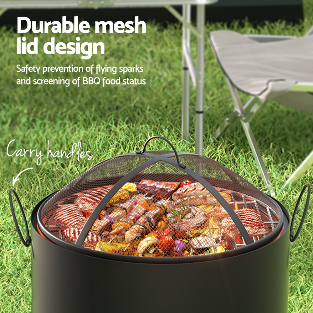 2-in-1 Portable BBQ Fire Pit Grill (42cm) - Iron - Homecoze