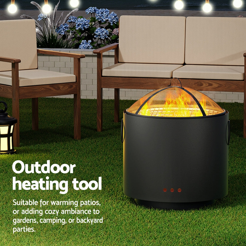 2-in-1 Portable BBQ Fire Pit Grill (42cm) - Iron - Homecoze
