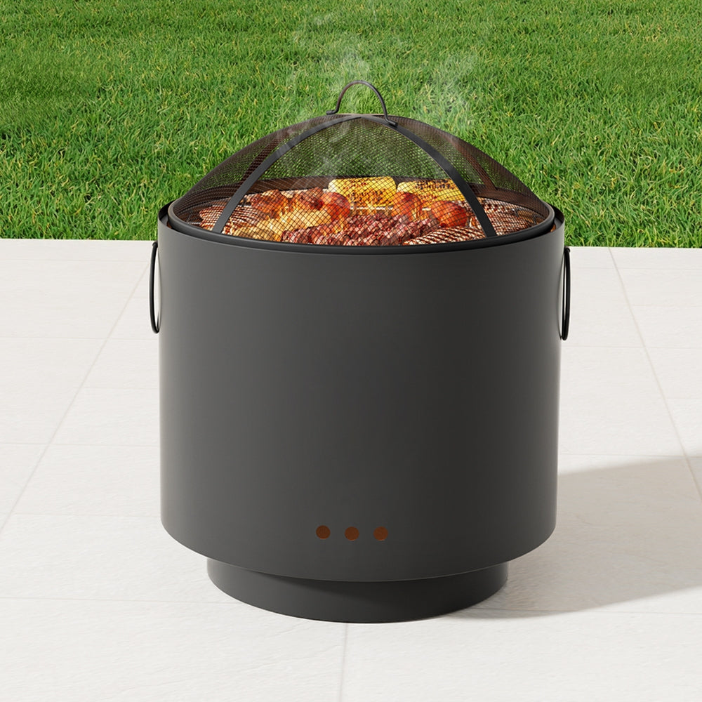 2-in-1 Portable BBQ Fire Pit Grill (42cm) - Iron - Homecoze