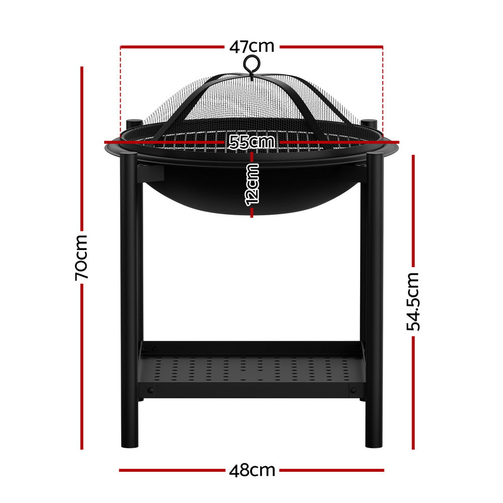 Fire Pit (55cm) Compact 2-in-1 BBQ Grill - Homecoze