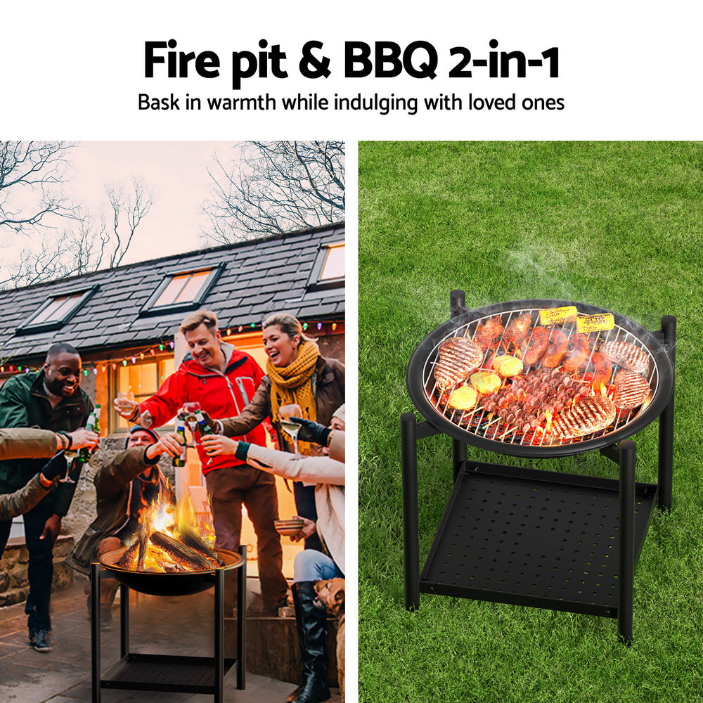 Fire Pit (55cm) Compact 2-in-1 BBQ Grill - Homecoze