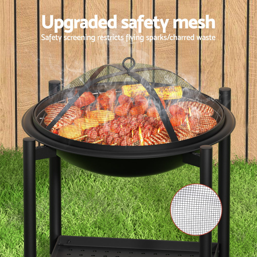 Fire Pit (55cm) Compact 2-in-1 BBQ Grill - Homecoze