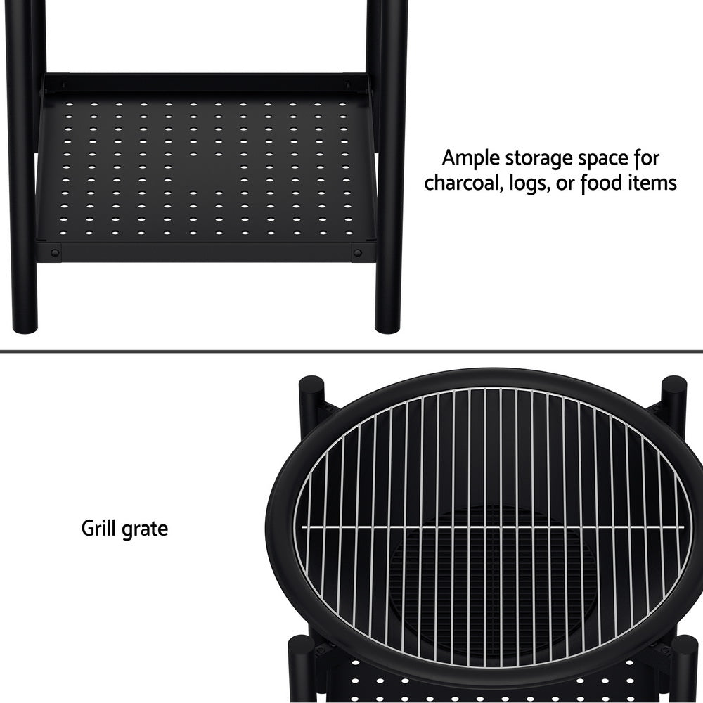 Fire Pit (55cm) Compact 2-in-1 BBQ Grill - Homecoze