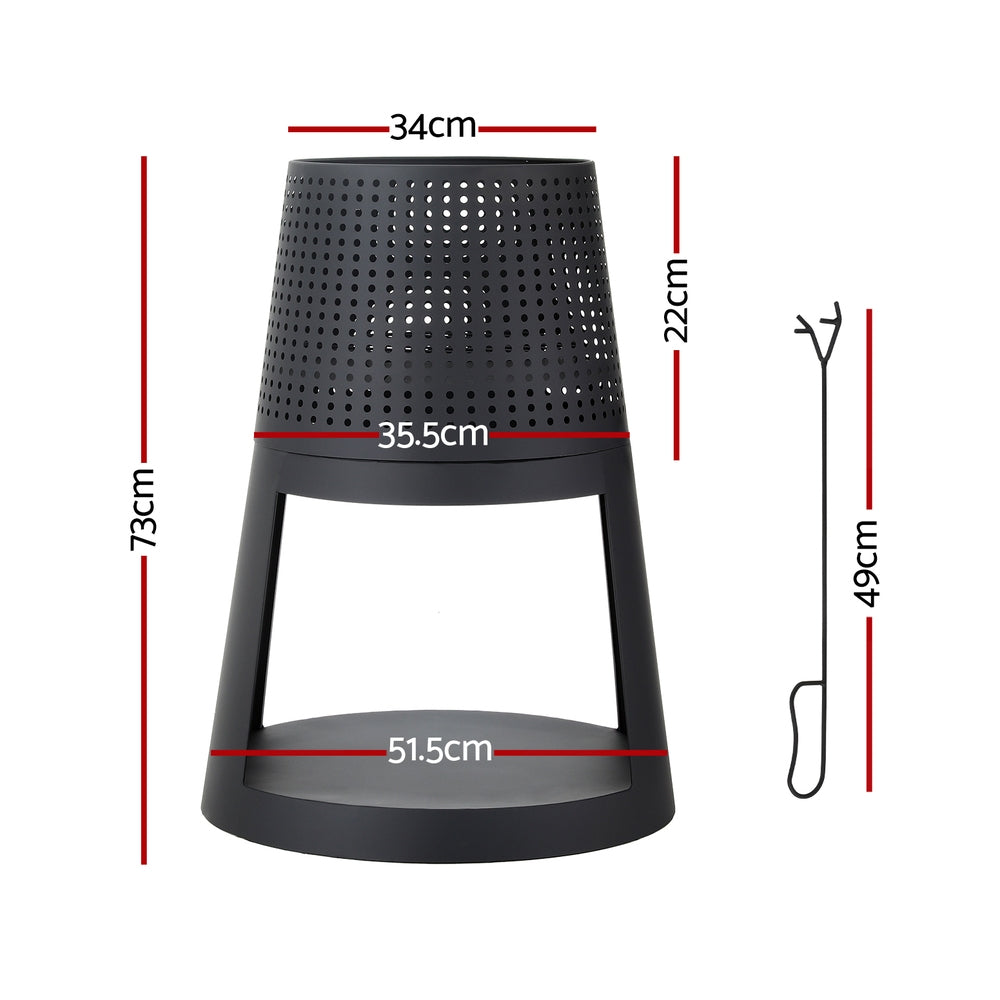 Raised Fire Pit with Wood Storage - Iron - Homecoze