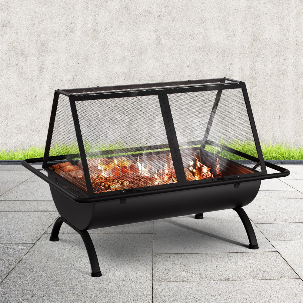 Large Fire Pit (90cm x 65cm) 2-in-1 BBQ Grill