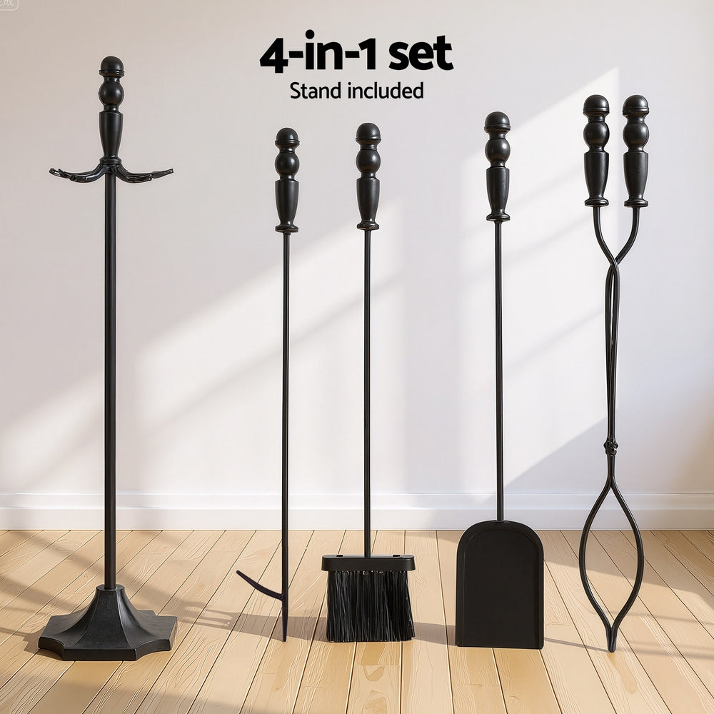 4PC Fireplace Poker Tool Set with Stand - Homecoze