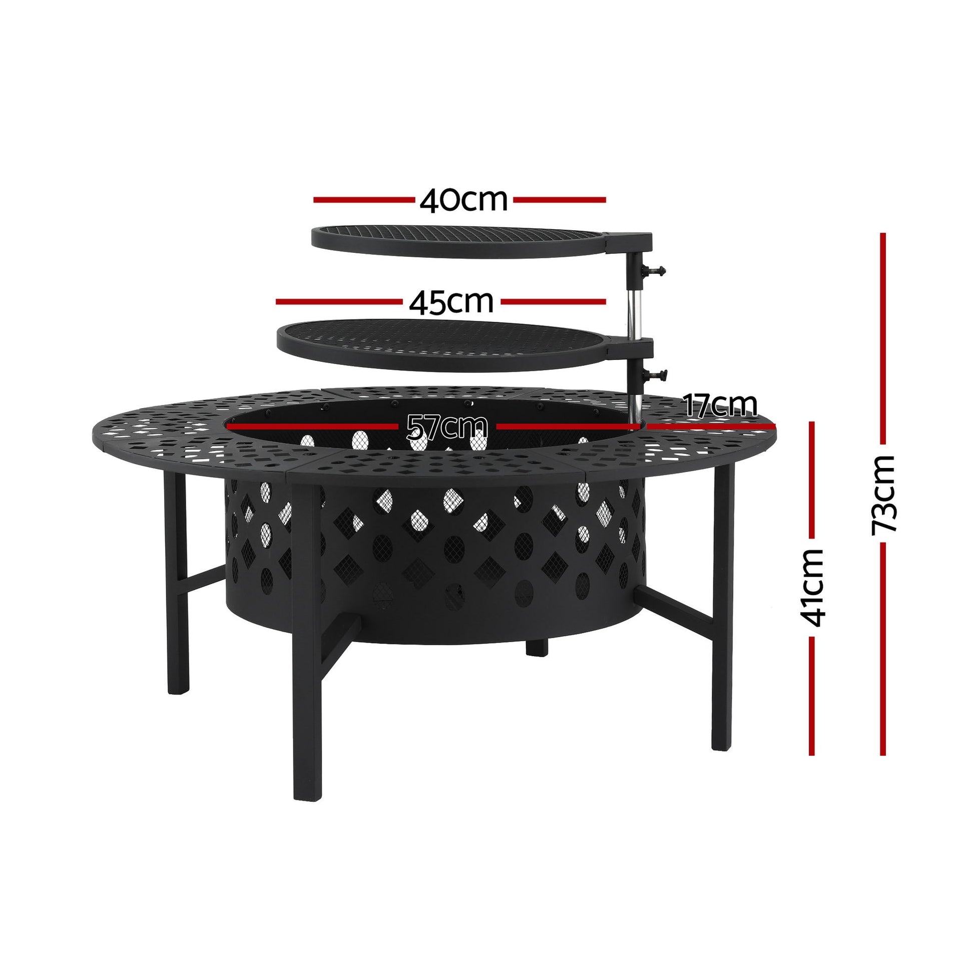 Grillz Fire Pit BBQ Charcoal Smoker Portable Mesh Pits Outdoor Camping Fireplace - Homecoze