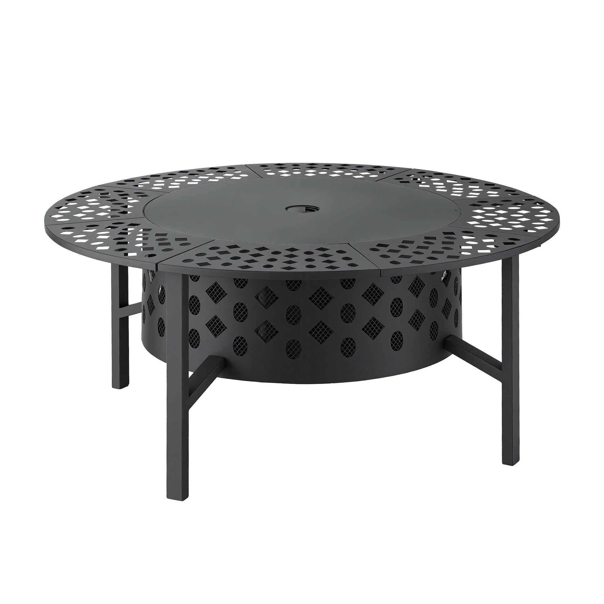 Grillz Fire Pit BBQ Charcoal Smoker Portable Mesh Pits Outdoor Camping Fireplace - Homecoze