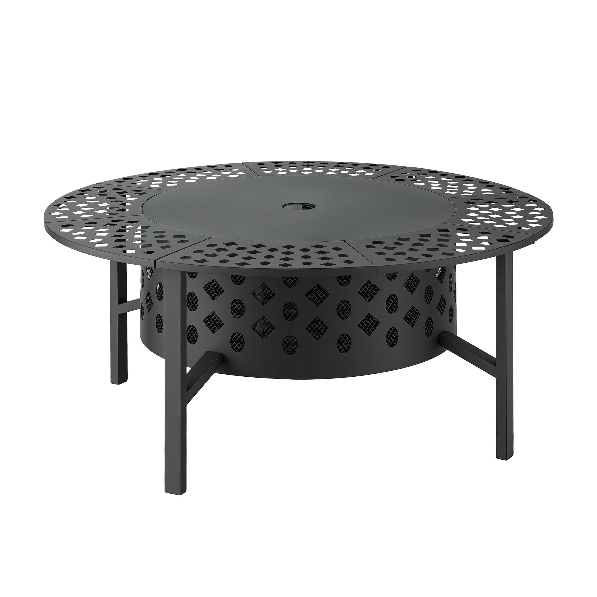Grillz Fire Pit BBQ Charcoal Smoker Portable Mesh Pits Outdoor Camping Fireplace - Homecoze