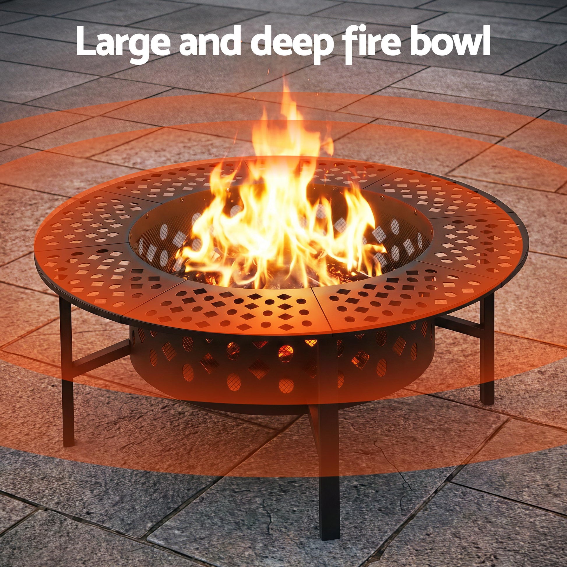 Grillz Fire Pit BBQ Charcoal Smoker Portable Mesh Pits Outdoor Camping Fireplace - Homecoze