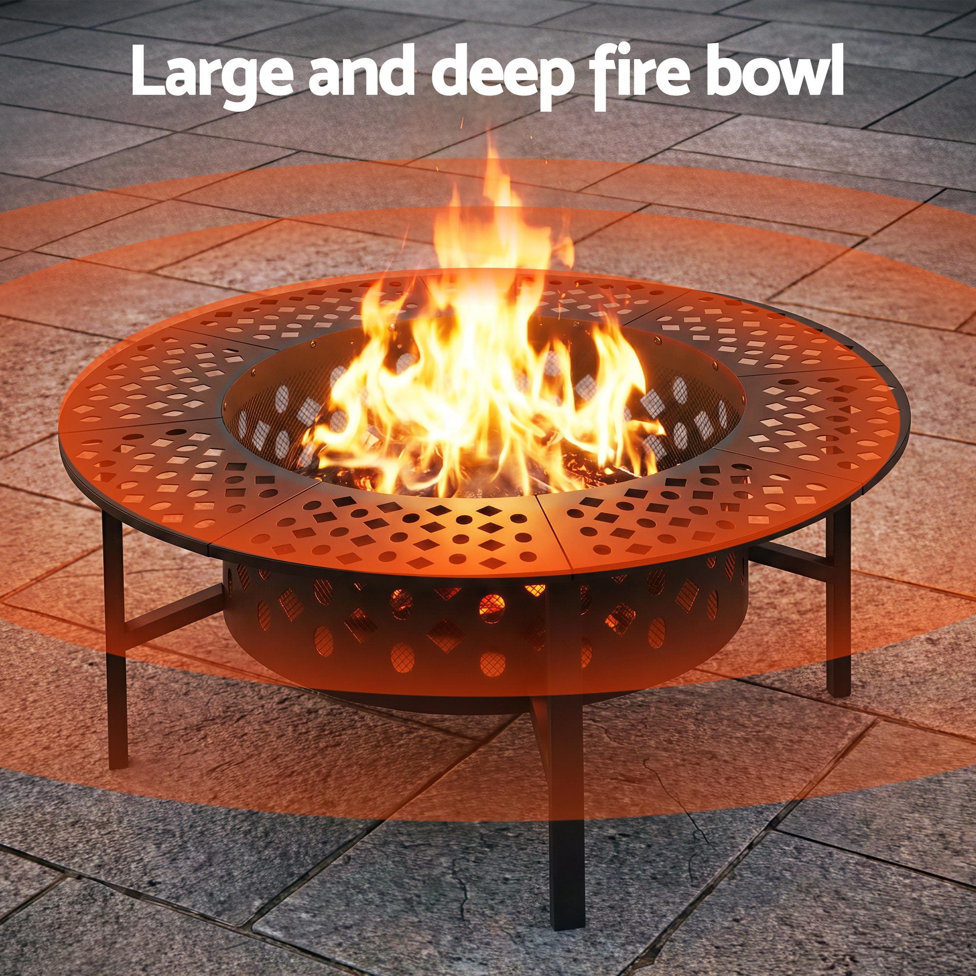 Grillz Fire Pit BBQ Charcoal Smoker Portable Mesh Pits Outdoor Camping Fireplace - Homecoze