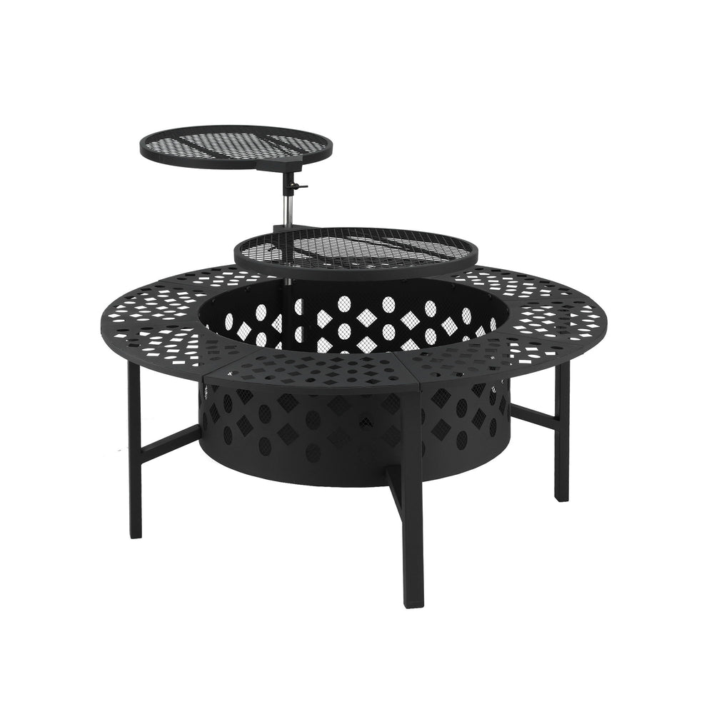 Grillz Fire Pit BBQ Charcoal Smoker Portable Mesh Pits Outdoor Camping Fireplace - Homecoze