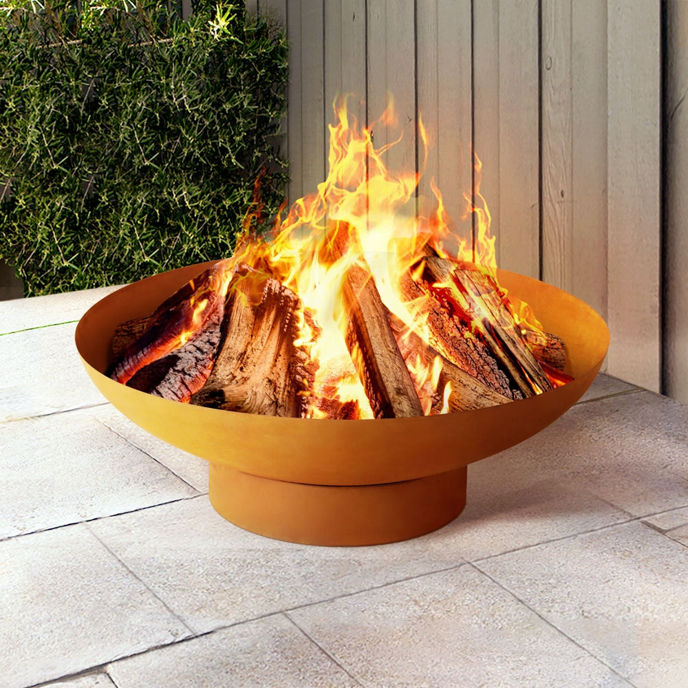 Grillz Fire Pit Iron Bowl 80cm Outdoor Patio Fireplace - Homecoze