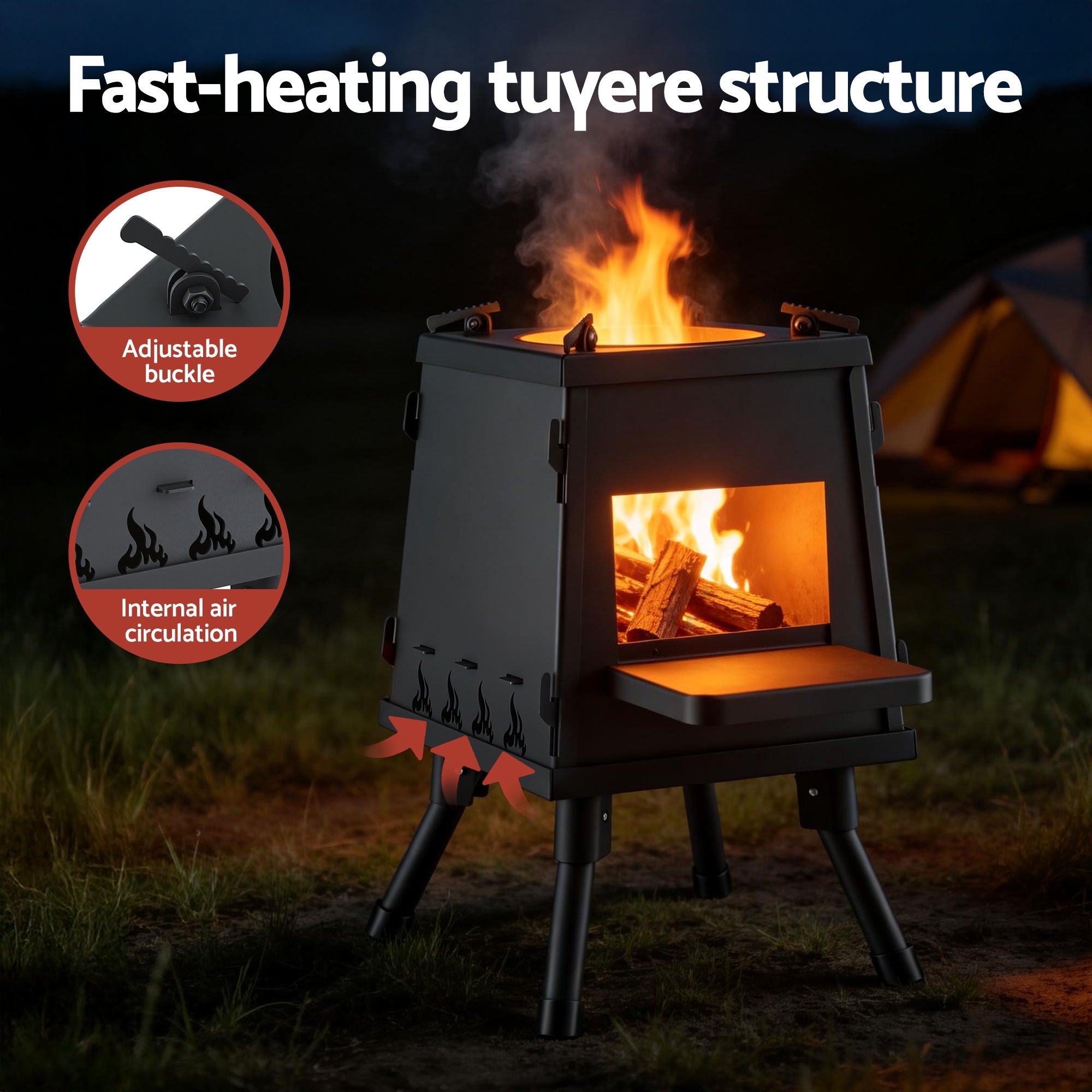 Grillz Fire Pit BBQ Portable Outdoor Fireplace Metal Camping Stove for Boiling Water, BBQ, Picnics - Homecoze