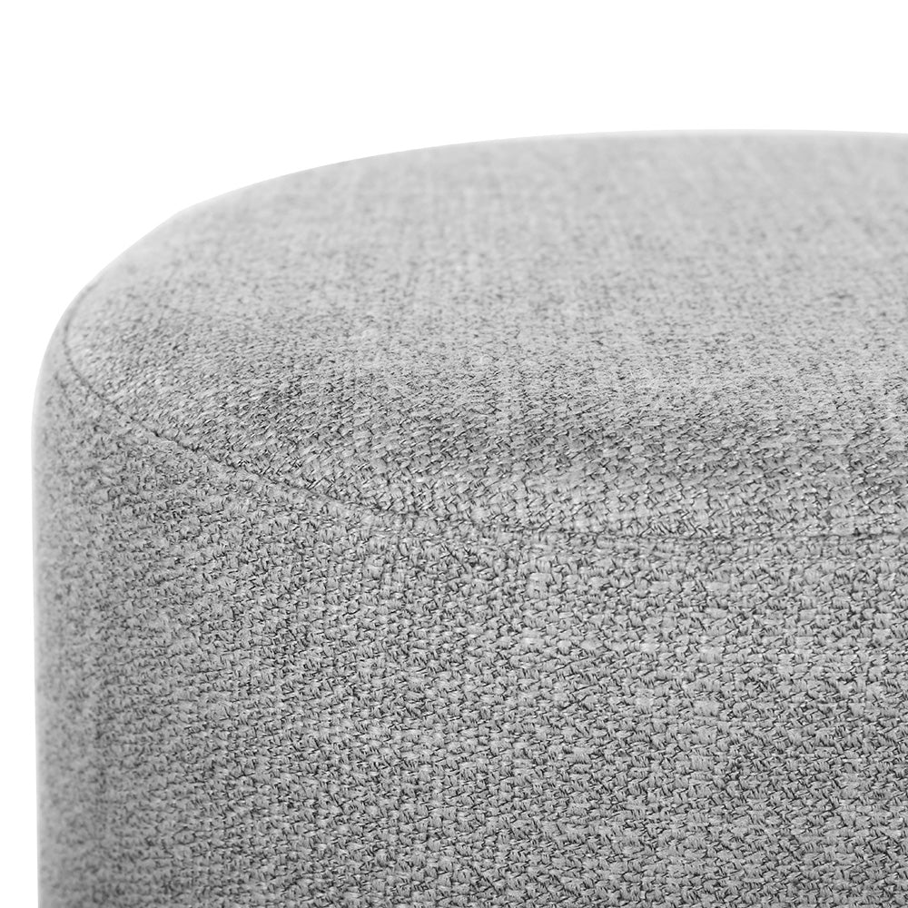 Square Foot Stool Faux Linen Fabric Padded Ottoman Seat - Grey