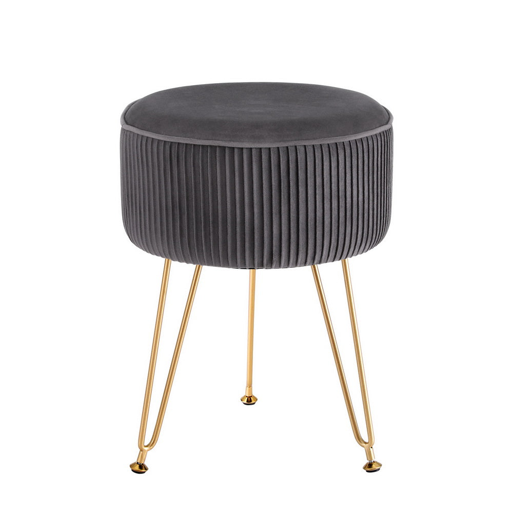 Mini Velvet Ottoman Foot Stool - Grey - Homecoze