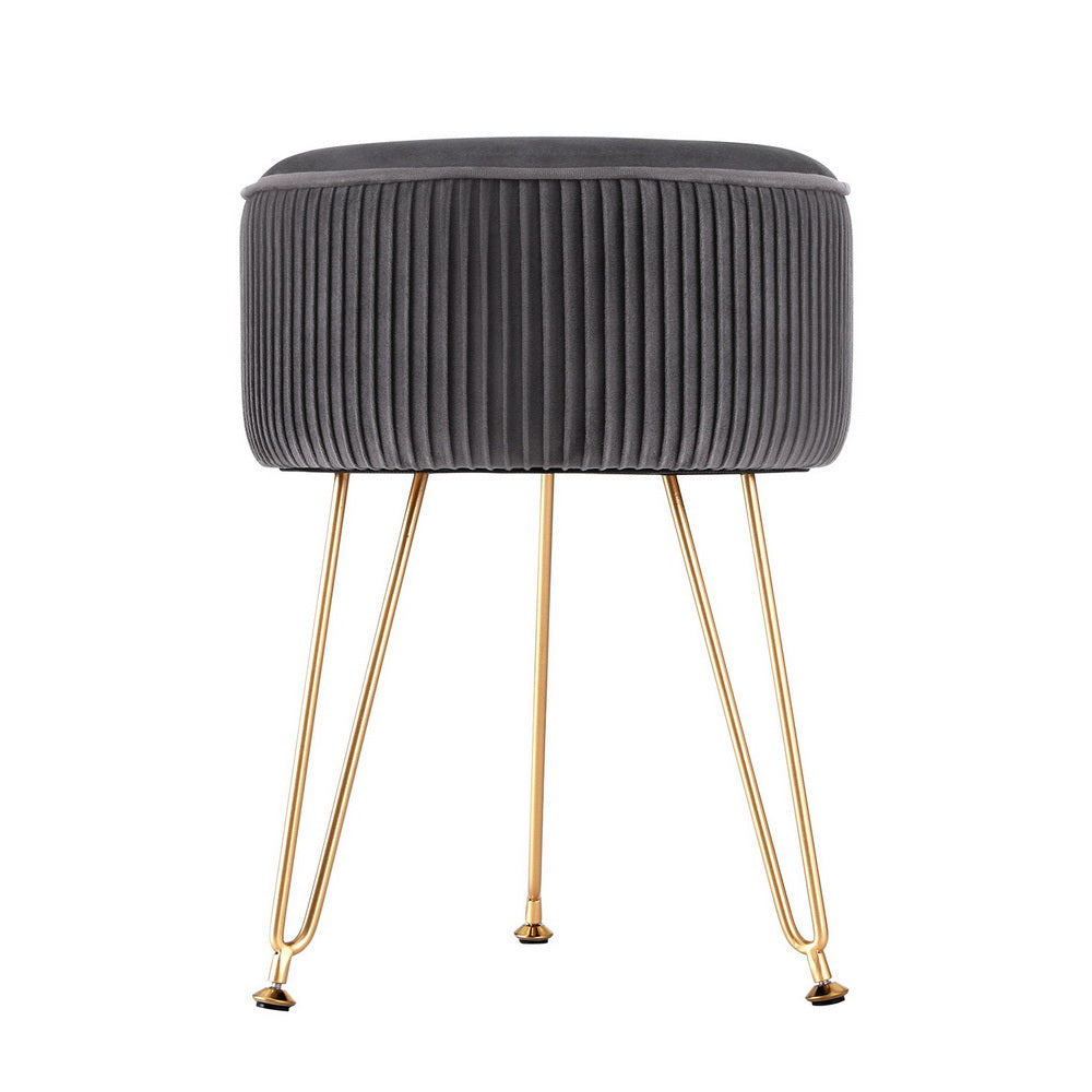 Mini Velvet Ottoman Foot Stool - Grey - Homecoze