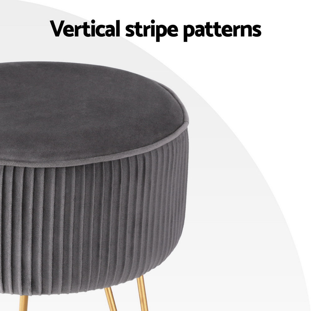 Mini Velvet Ottoman Foot Stool - Grey - Homecoze