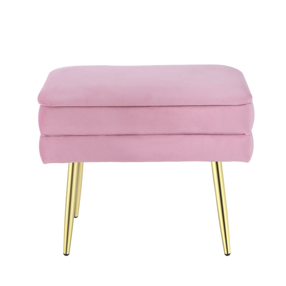 Velvet Ottoman Storage Foot Stool - Pink - Homecoze