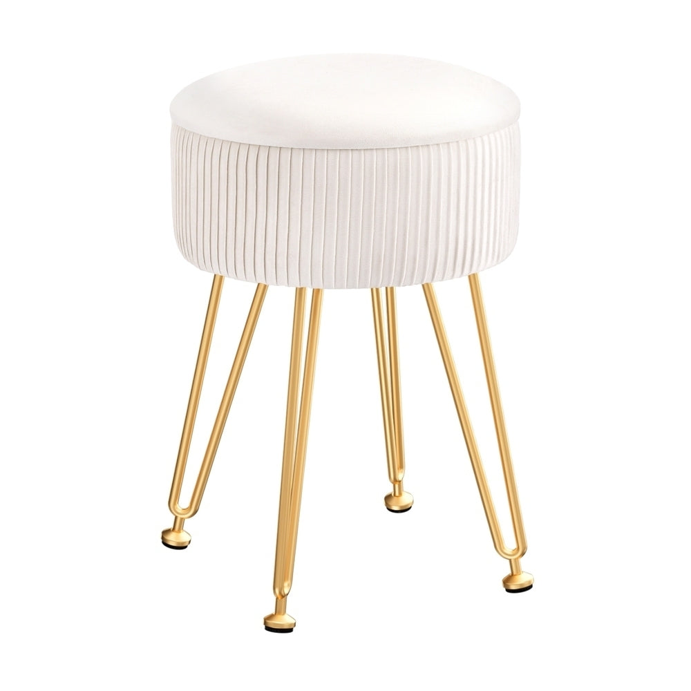 Mini Velvet Storage Ottoman Foot Stool - White - Homecoze