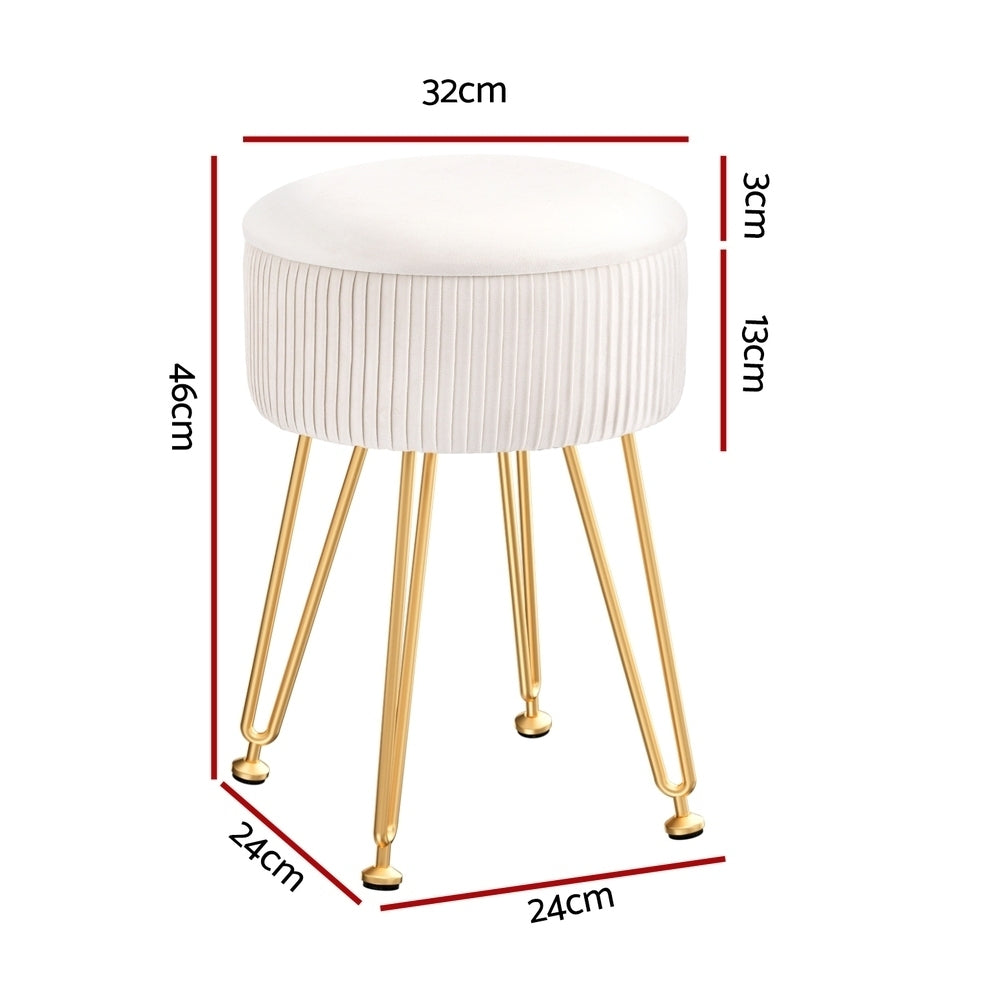 Mini Velvet Storage Ottoman Foot Stool - White - Homecoze