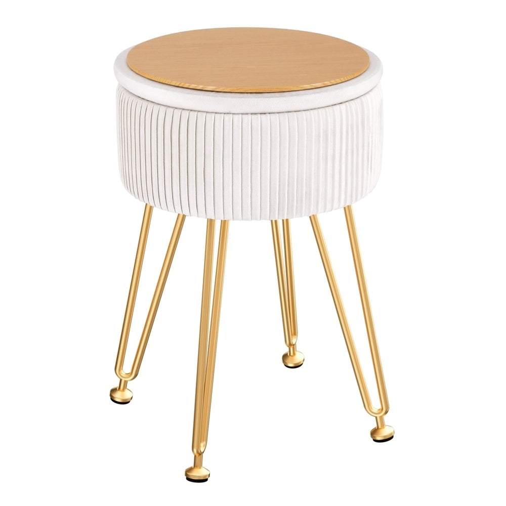 Mini Velvet Storage Ottoman Foot Stool - White - Homecoze