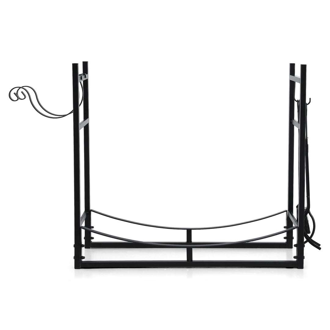 84cm Firewood Storage Rack with Tools - Black