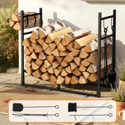 84cm Firewood Storage Rack with Tools - Black - Homecoze