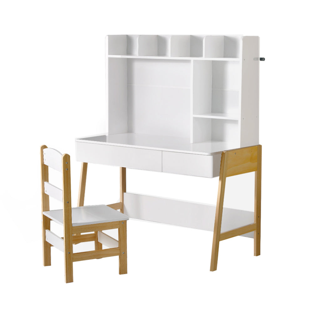 Kids Activity Desk Table and Chair Study Set with Storage Shelves - Homecoze