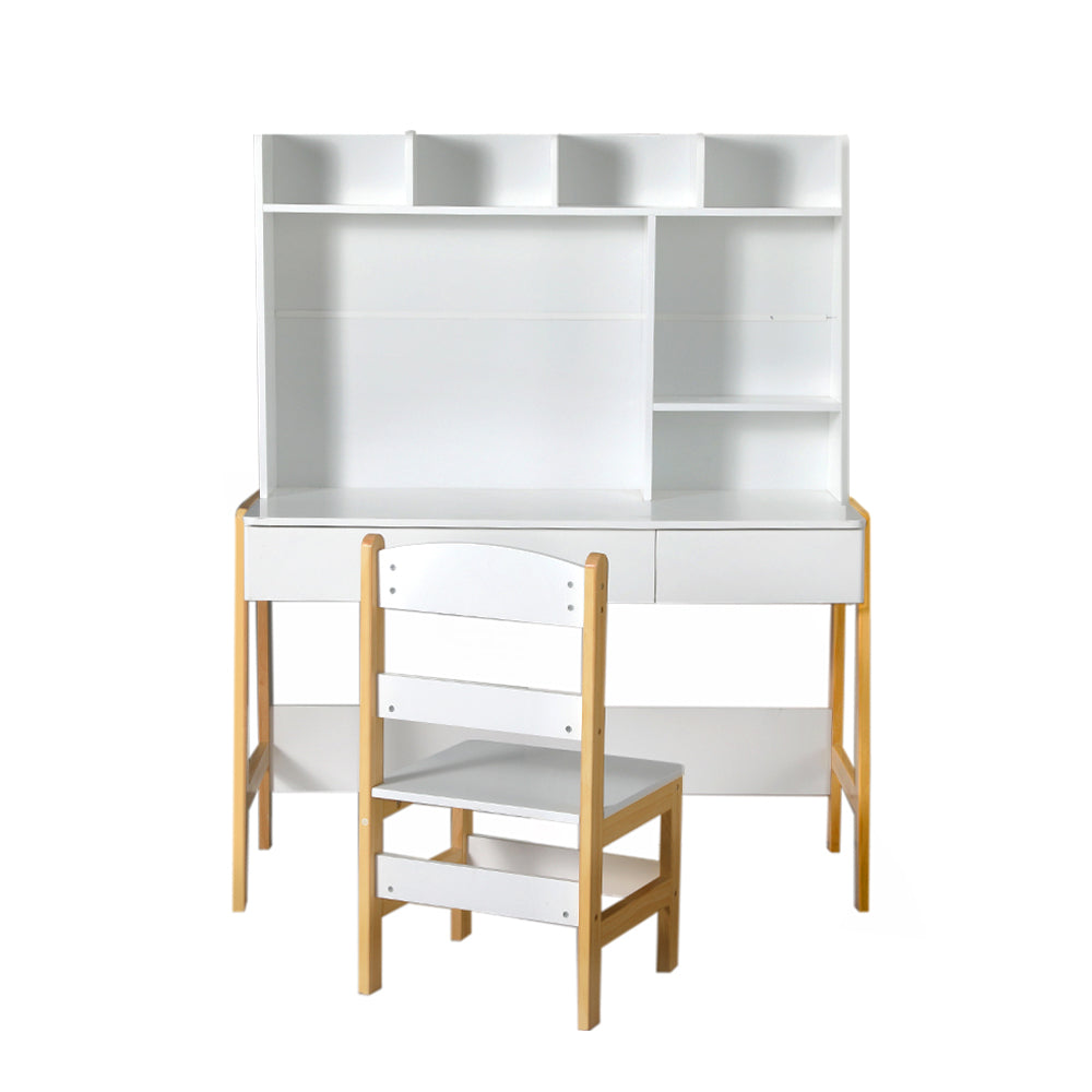 Kids Activity Desk Table and Chair Study Set with Storage Shelves - Homecoze