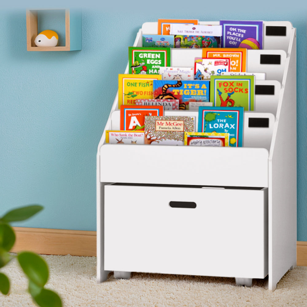 Kids Bookshelf Storage Organiser with Toy Drawer