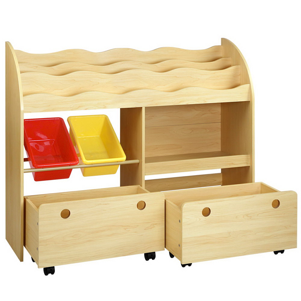 Kids Bookshelf Organiser with Toy Storage Boxes & Display Rack - Homecoze