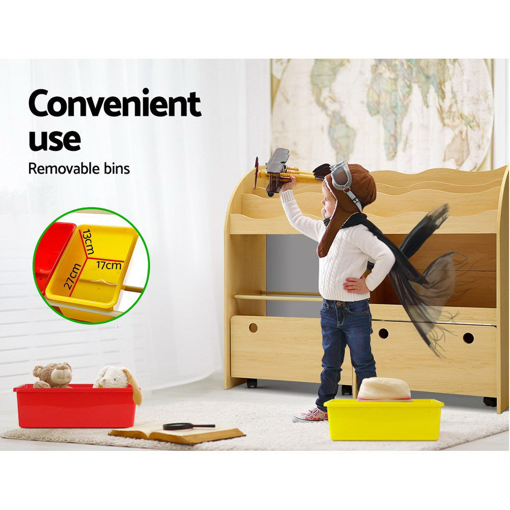 Kids Bookshelf Organiser with Toy Storage Boxes & Display Rack - Homecoze